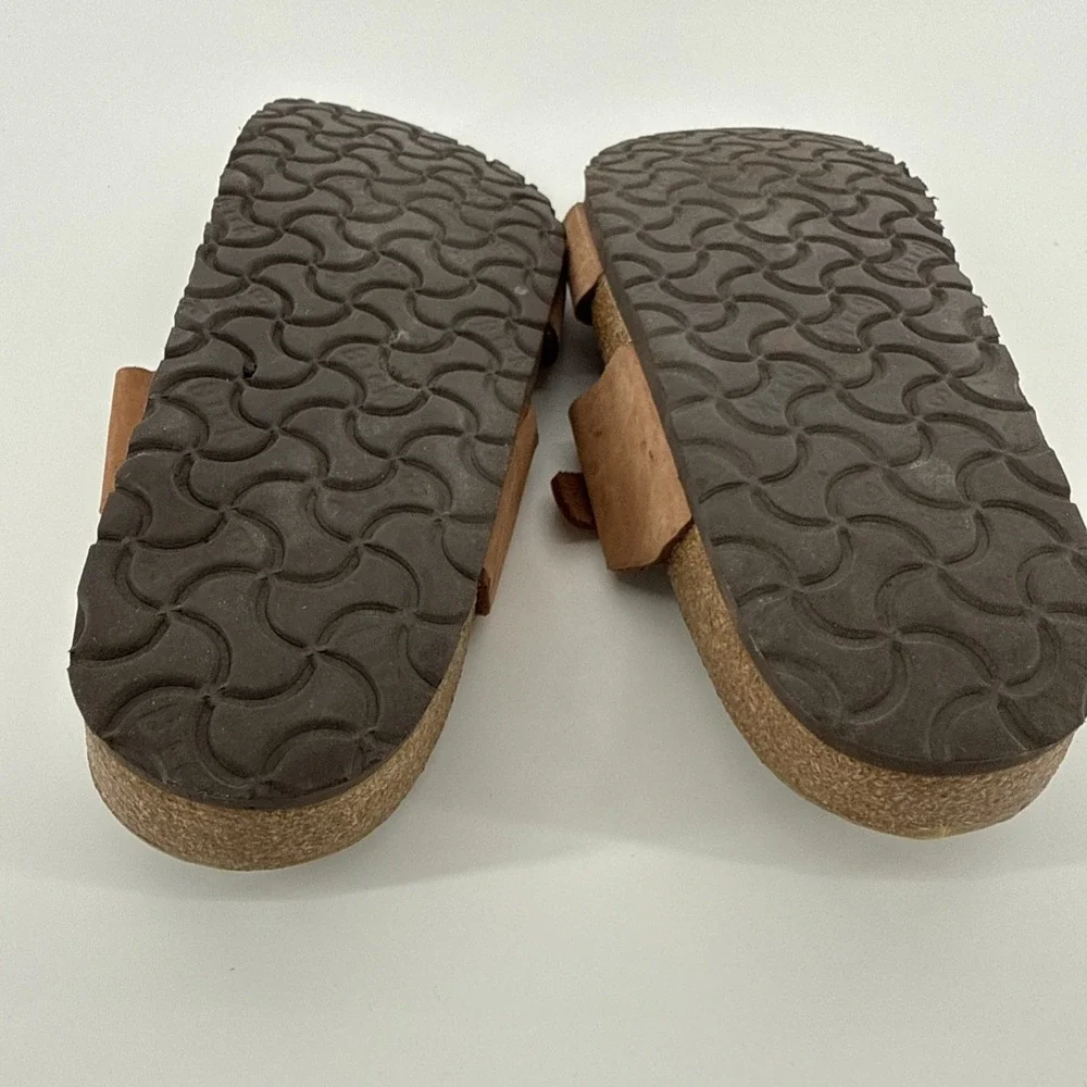 Birkenstock Arizona Sandals Men 42 US 9 Brown Leather 2 Strap Buckle Slides